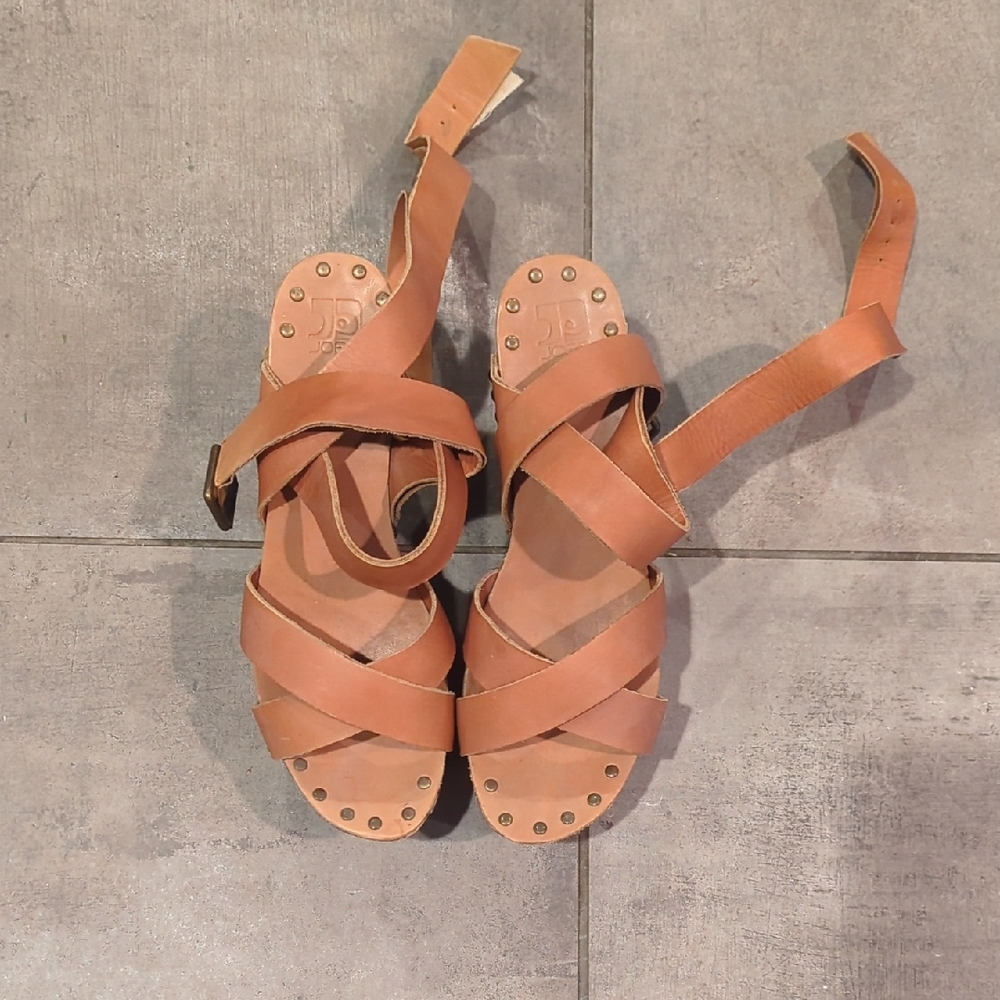 Joe's Jeans Brenda Wooden Platform Sandals Size 9.5 All Leather Uppers